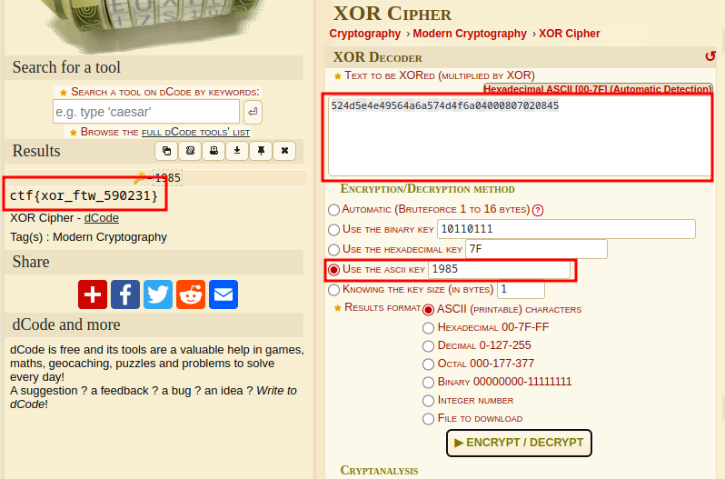 Decoded cipher